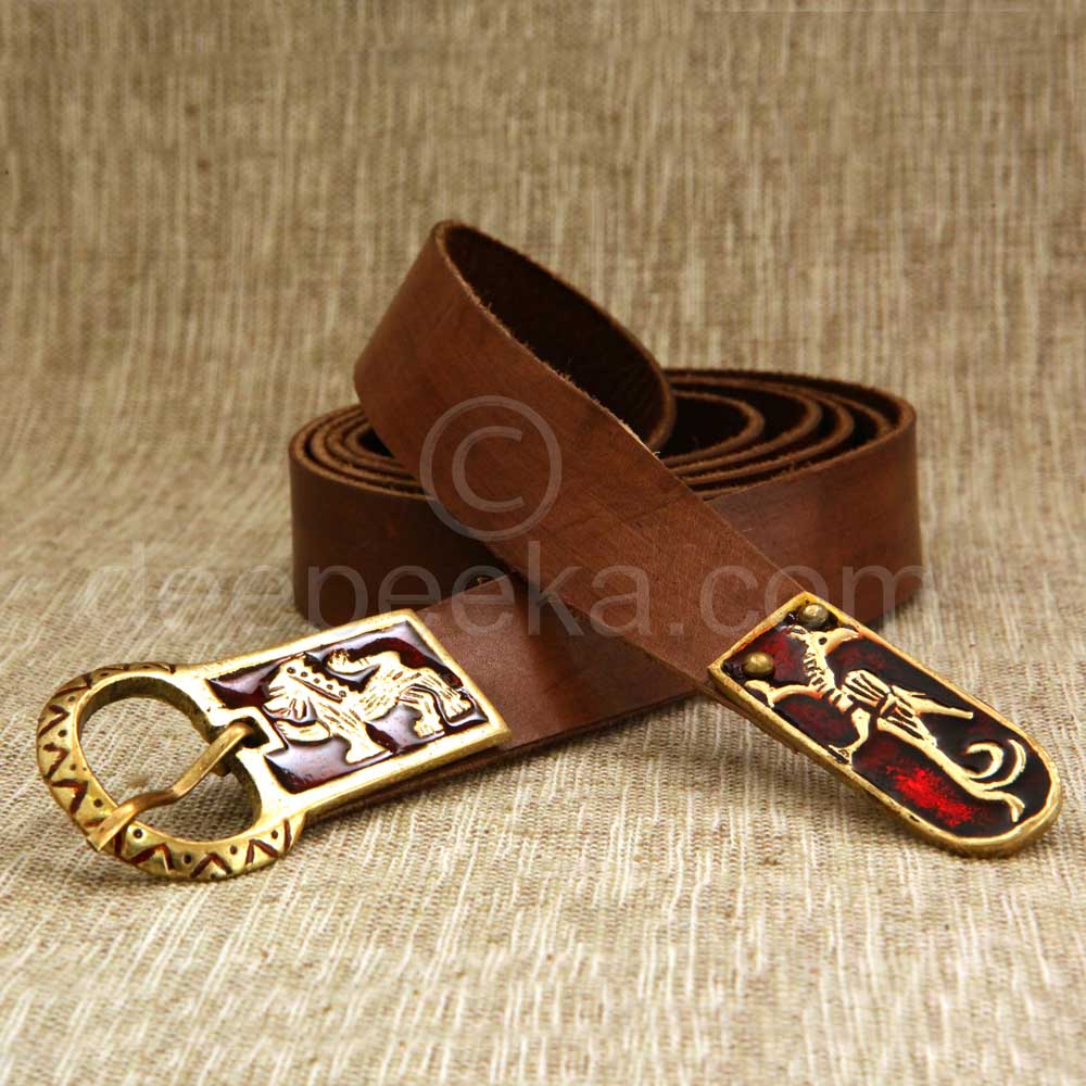 Norman Lion and Griffin Leather Belt