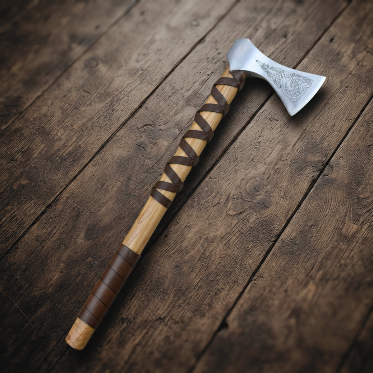 Viking Type K Axe with Etched Norse Design