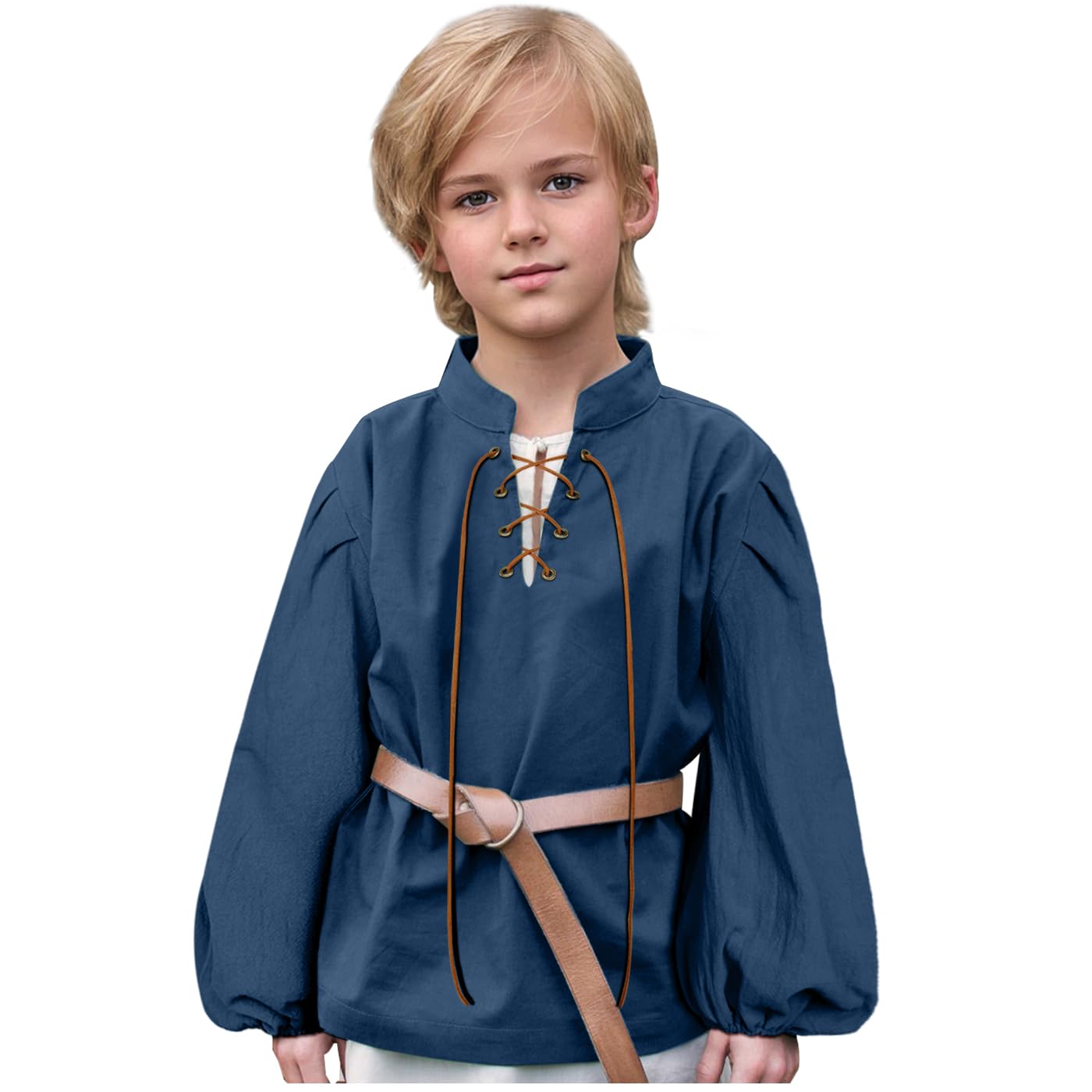 Boys' Medieval Renaissance Shirt with Lace-Up Front
