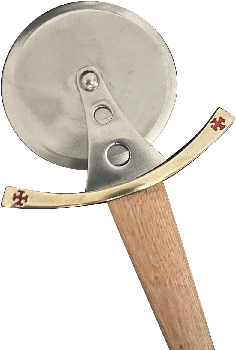 Pizza cutter Templer with (SS Blade) Sword Design Handle, Premium Wood Straight Blade