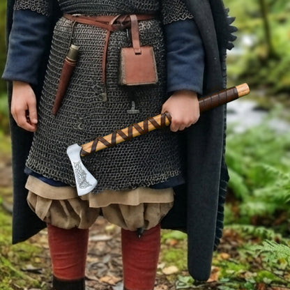 Viking Type L Axe with Etched Norse Design