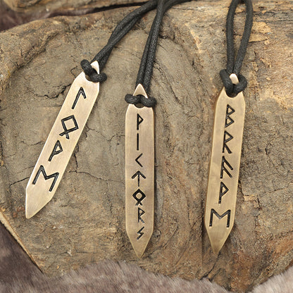 Norse Alley Viking Runes Brass Pendant Necklace Set (Set of 3)