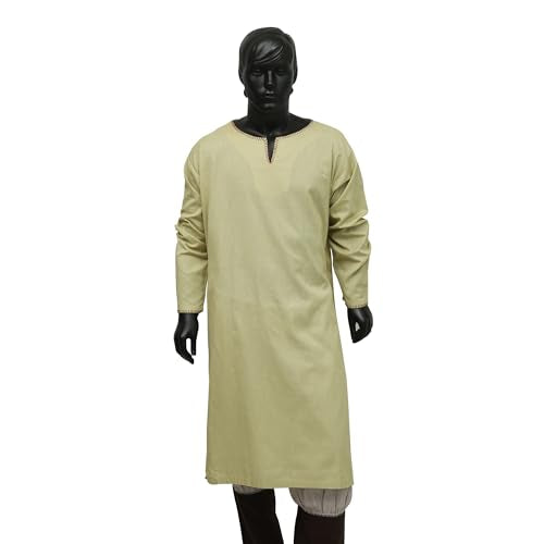Viking Thorndale Tunic – Hand Embroidered Green Linen Costume for Men | M/L Size for Cosplay & Reenactment
