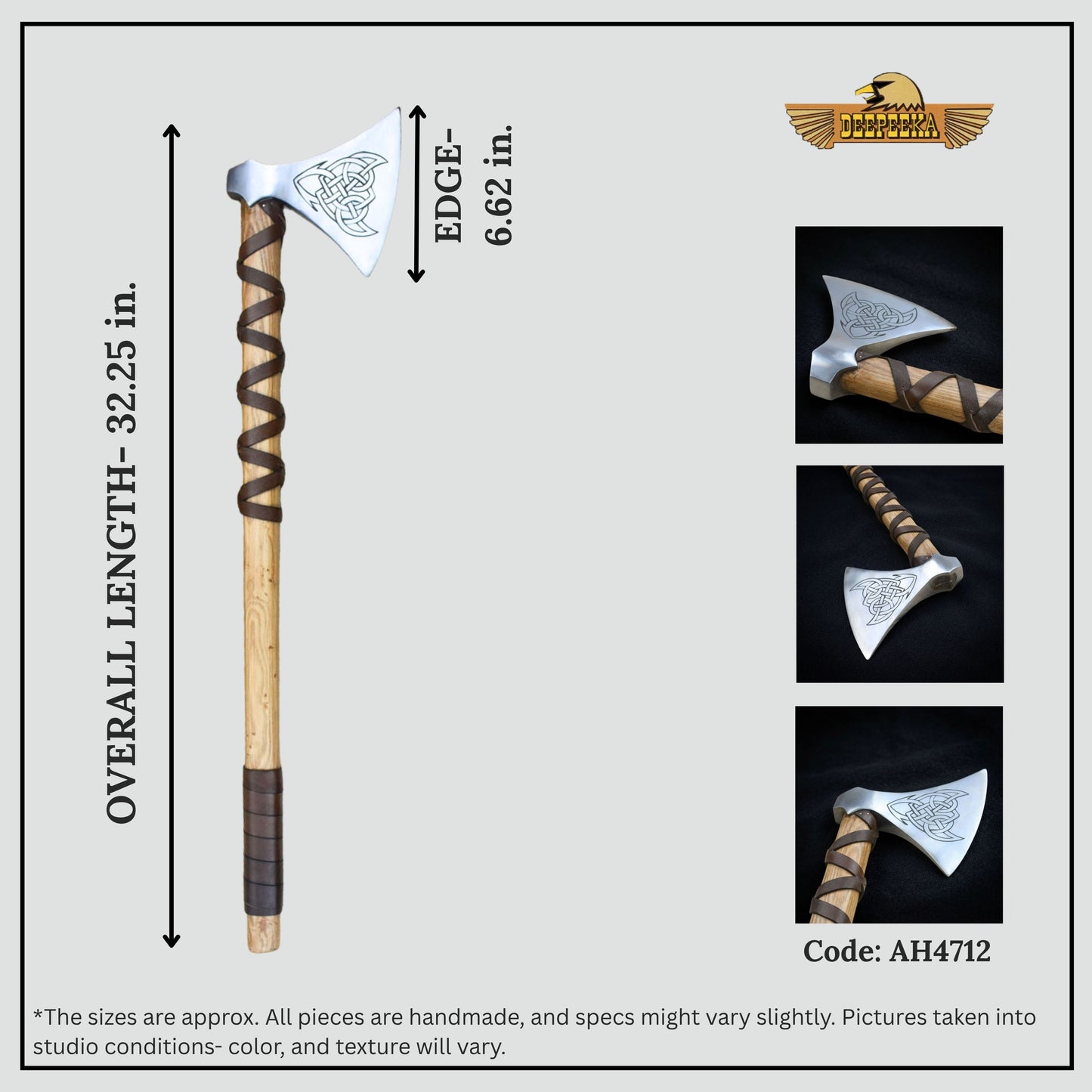 Viking Type M Axe with Etched Norse Design (Dane Axe)