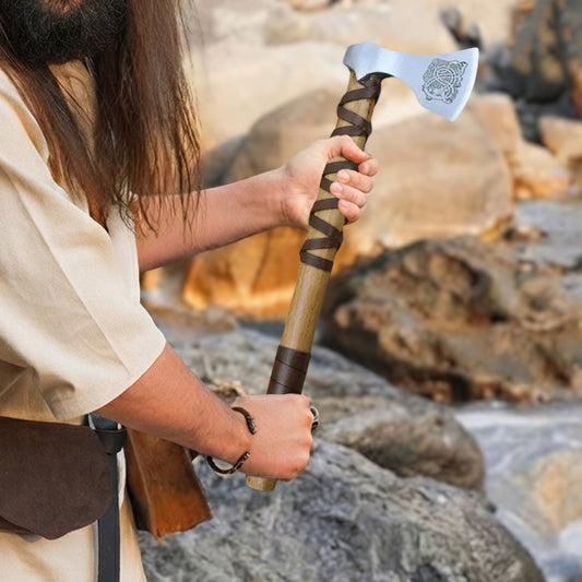 Viking Type E Axe with Etched Norse Design