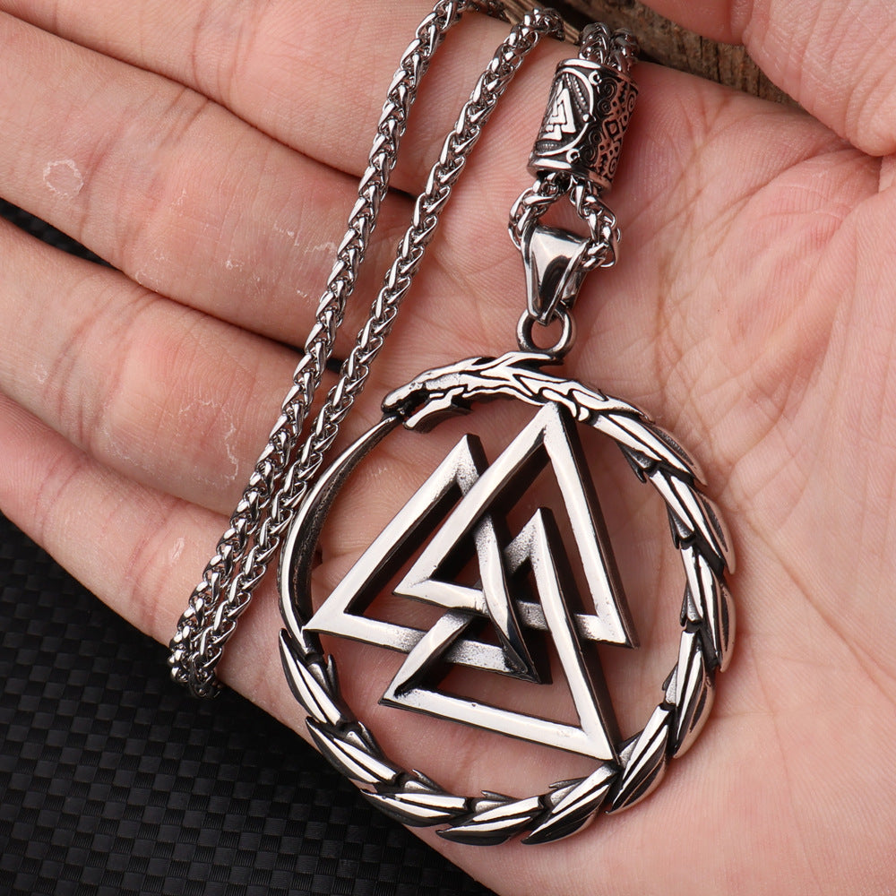 Viking Rune Snake Pendant Necklace