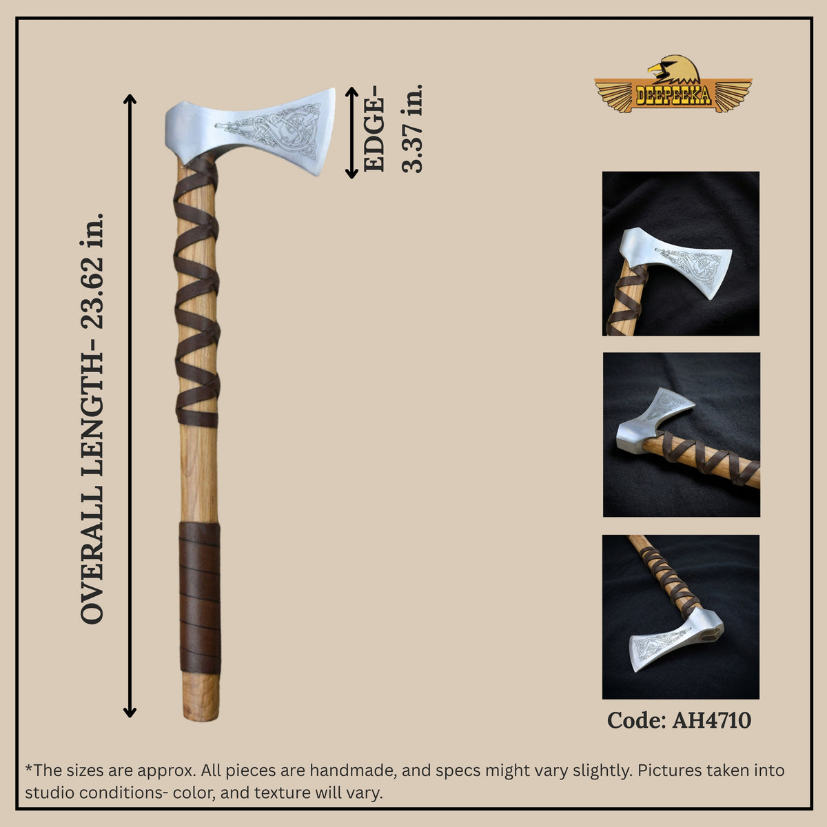 Viking Type K Axe with Etched Norse Design