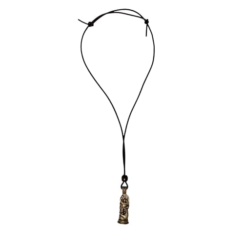 A black cord necklace with an adjustable knot, featuring the Thor Warrior Pendant – Protector of Midgard, a small detailed solid brass pendant hanging at the center.
