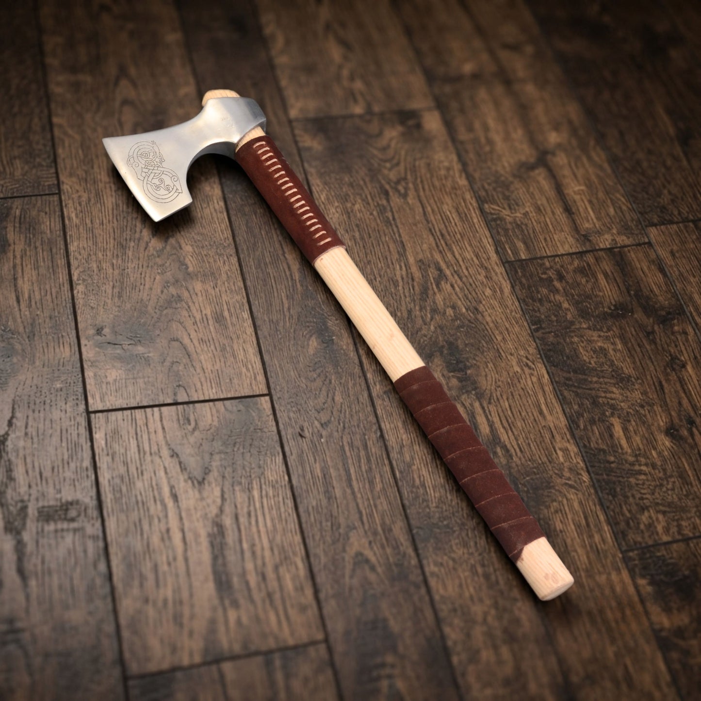 Viking Type D Axe with Etched Norse Design