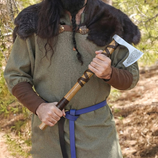 Viking Type C Axe with Etched Norse Design (Bearded)