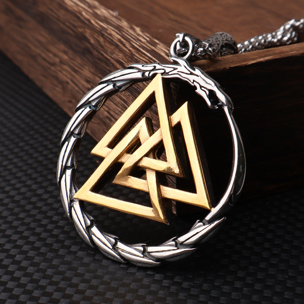Viking Rune Snake Pendant Necklace