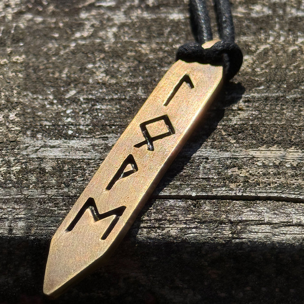 Norse Alley Viking Runes Brass Pendant Necklace Set (Set of 3)