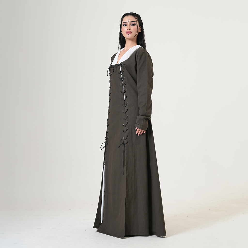 Dual Tie-Up Medieval Dress, Convertible Renaissance Gown, Lace Up LARP Costume, Historical Reenactment Dress, Fantasy Cosplay
