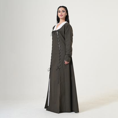 Dual Tie-Up Medieval Dress, Convertible Renaissance Gown, Lace Up LARP Costume, Historical Reenactment Dress, Fantasy Cosplay