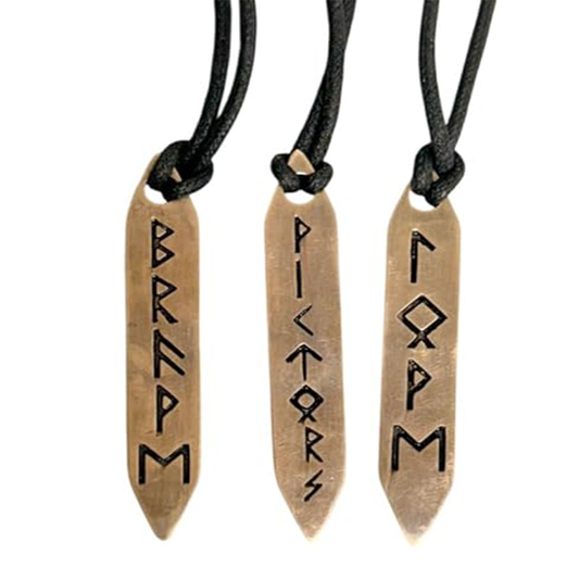Norse Alley Viking Runes Brass Pendant Necklace Set (Set of 3)