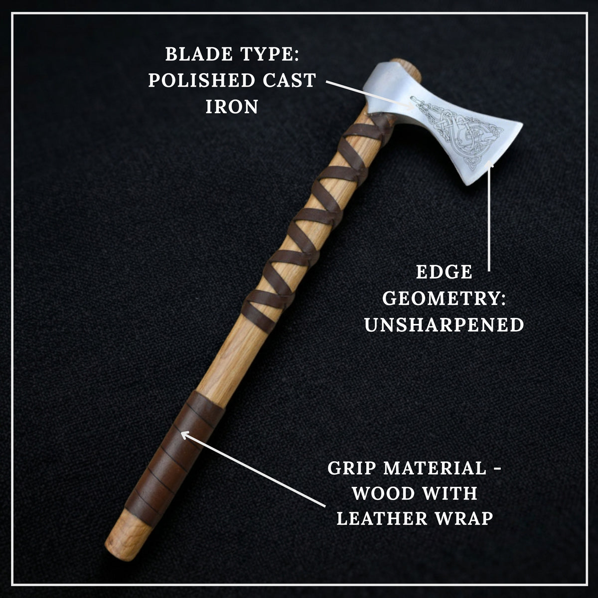Viking Type K Axe with Etched Norse Design