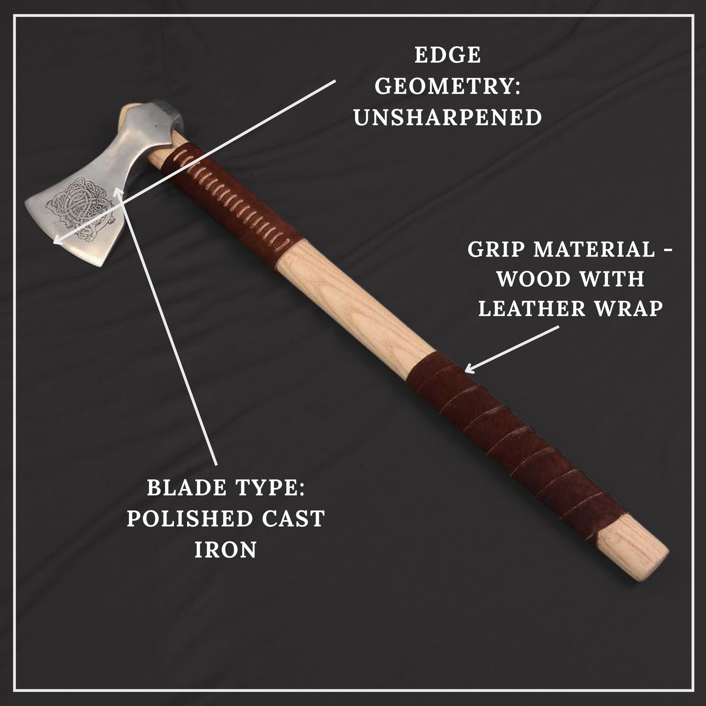 Viking Type E Axe with Etched Norse Design
