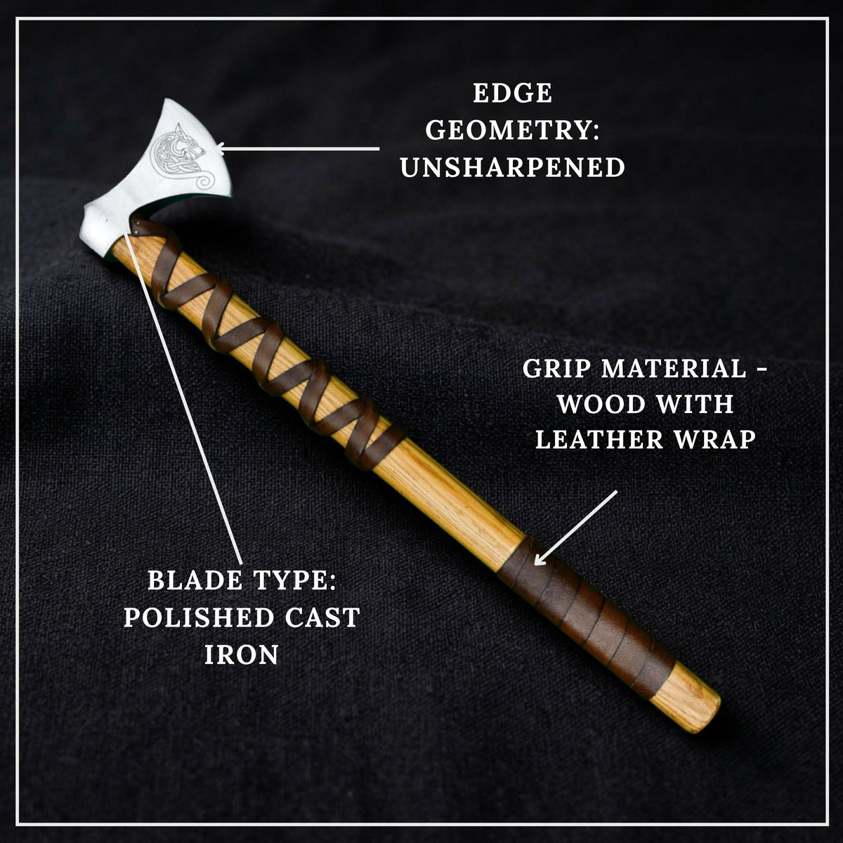 Viking Type G Axe with Etched Norse Design