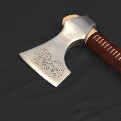 Viking Type D Axe with Etched Norse Design