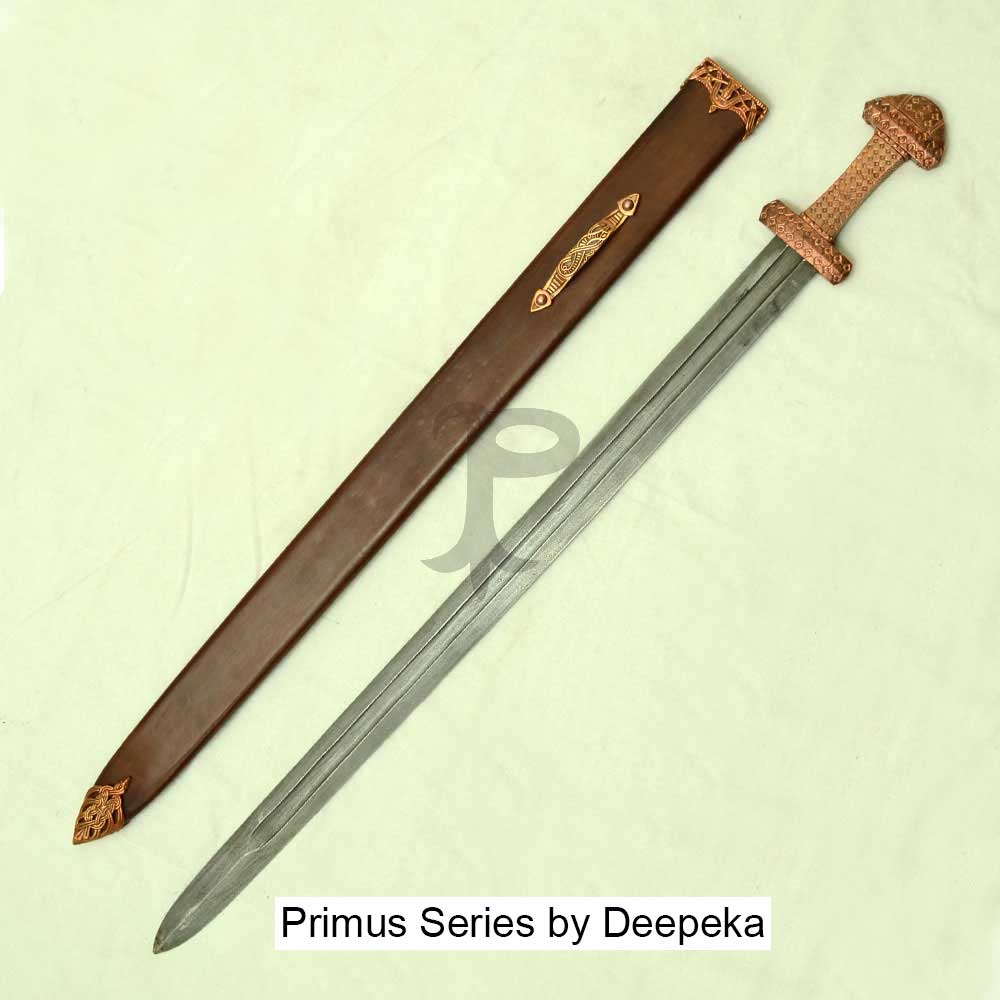 Bronze Hilt Danish Viking Sword with Damascus Blade